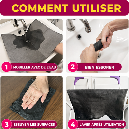 Chiffon Nettoyant Microfibre — Sans Produit, Sans Traces