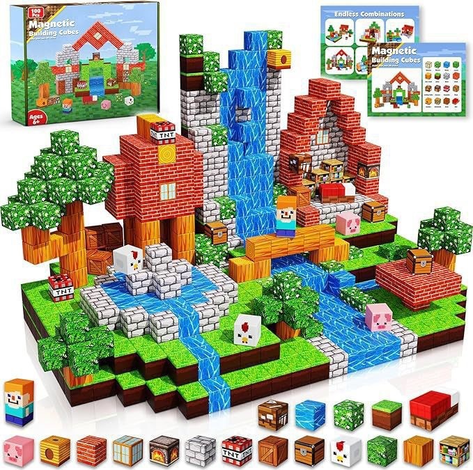 Coffret de construction magnétique Rivière et Village, 100 pièces