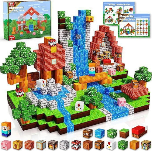 Coffret de construction magnétique Rivière et Village, 100 pièces